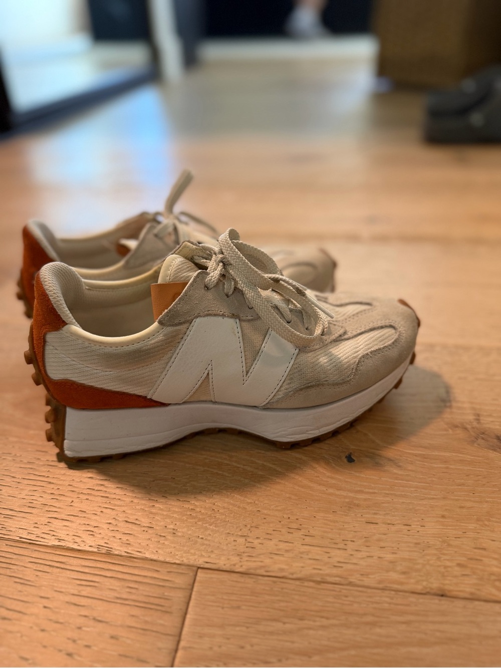 New Balance Women's Beige and Orange Retro Runner Sneakers